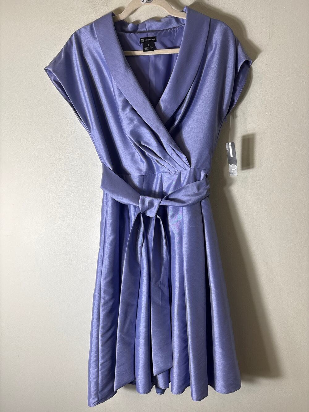 NWT New Directions Lavender Cap Sleeve A-Line Knee Length Dress Sz 6